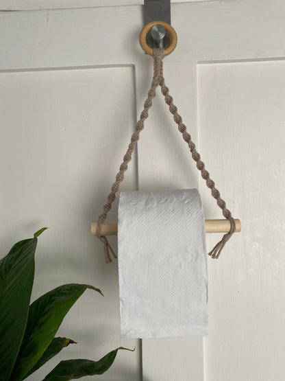 Bathroom decor toilet roll holder taupe ring door close