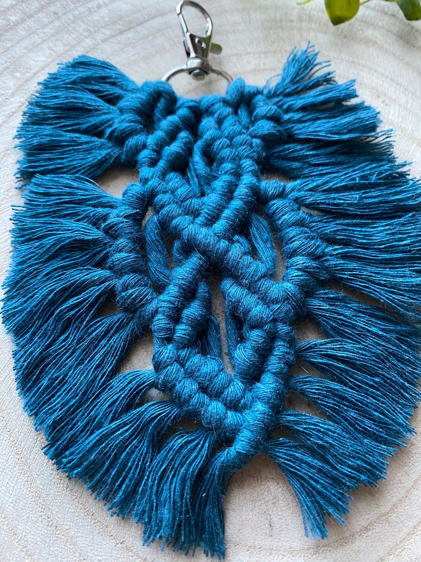 Macra-Made With Love macrame keyring angle