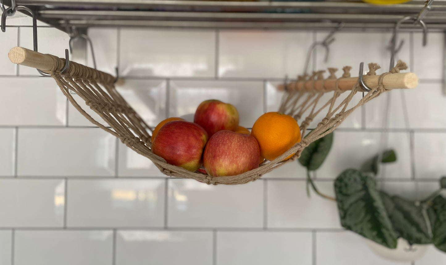 Kitchen decor fruit hammock taupe focus