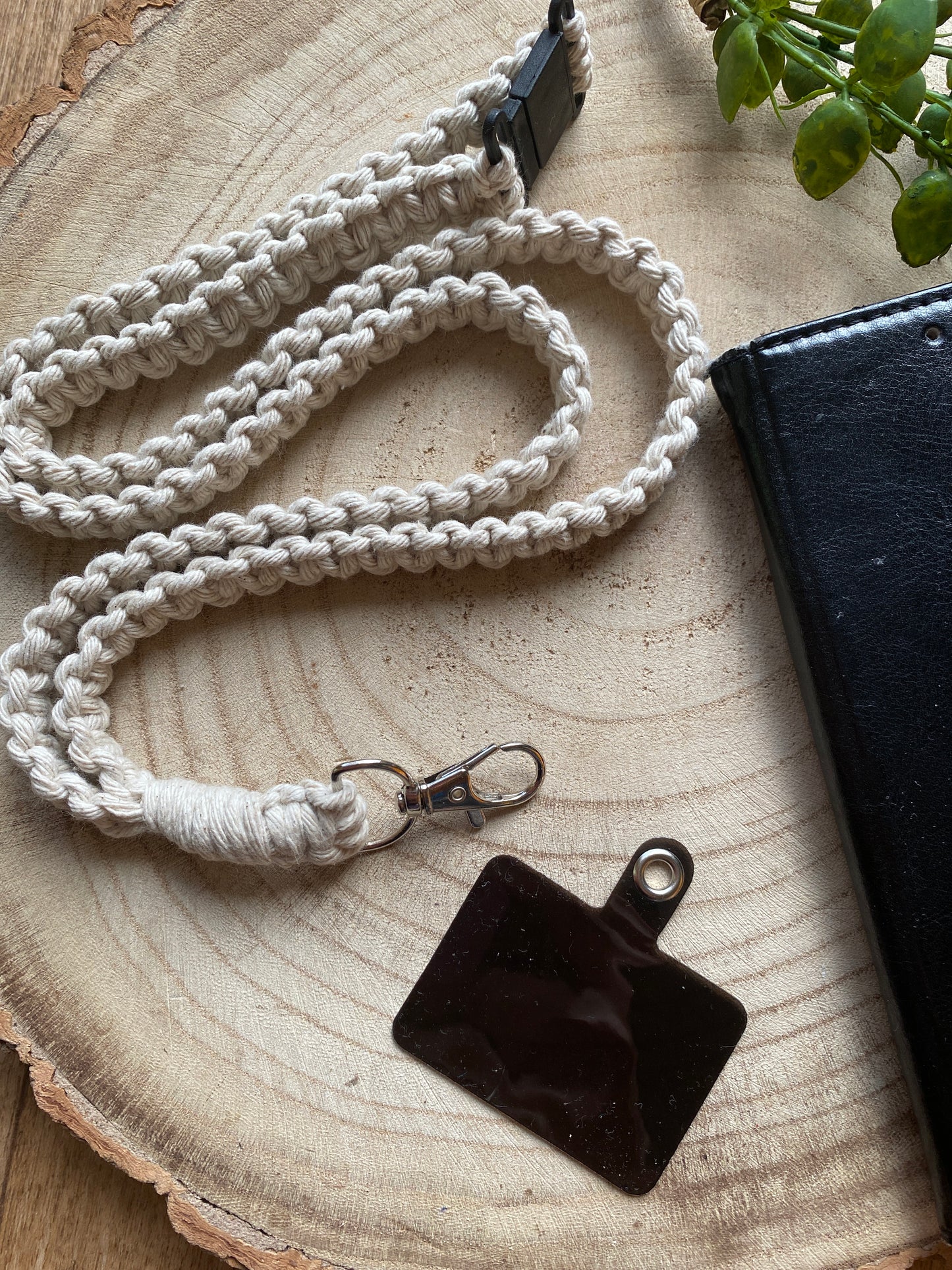 Macra-Made With Love phone holder lanyard natural flat