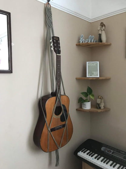 Macra-Made With Love acoustic guitar wall mount hanger sage side