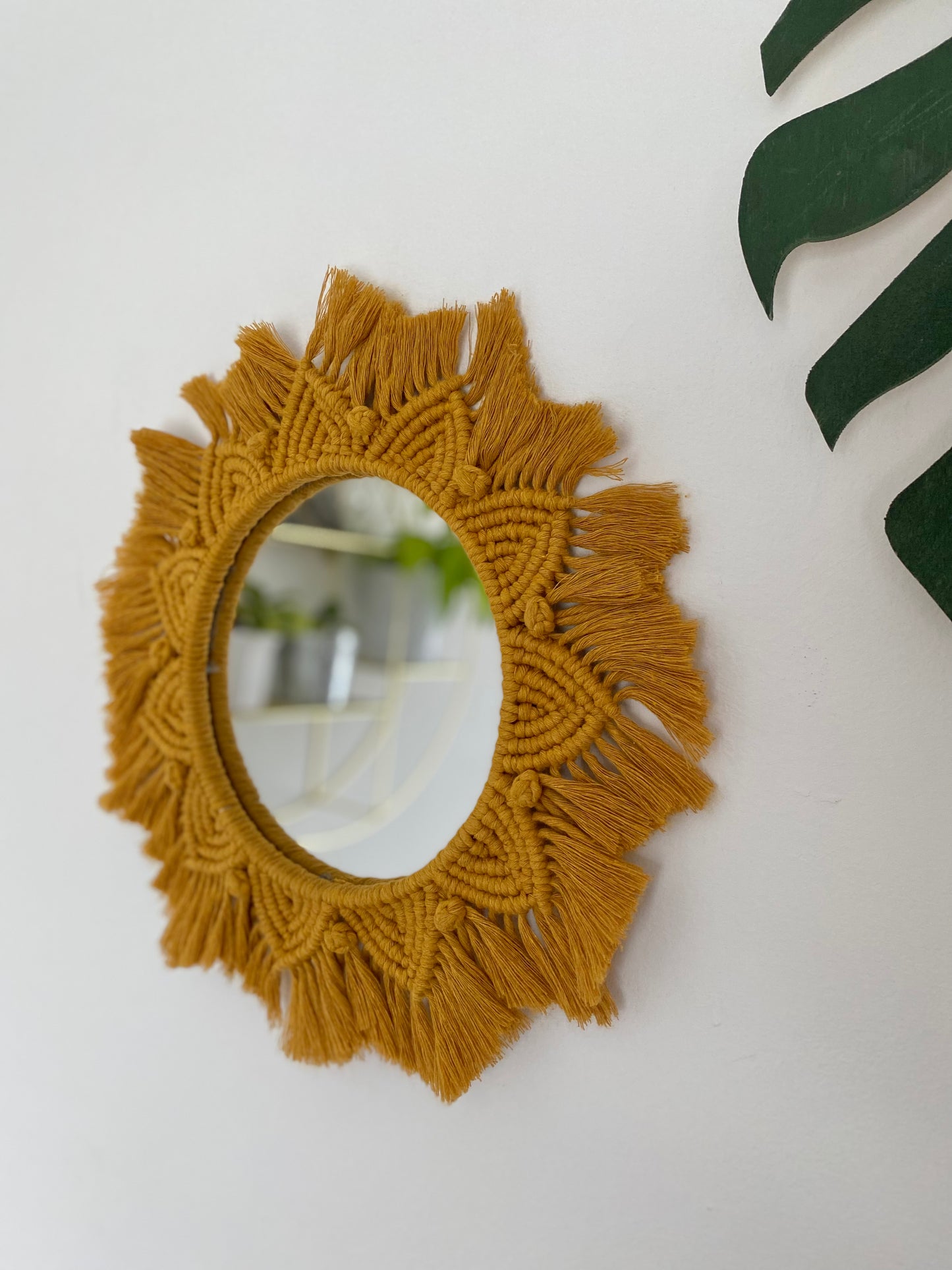 Macra-Made With Love mandala wall mirror mustard zoomed out