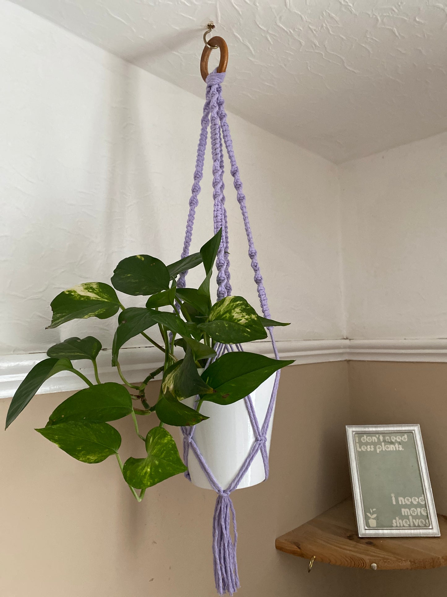 Macra-Made With Love short colourful macrame plant hanger lilac
