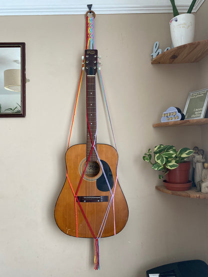 Macra-Made With Love acoustic guitar wall mount hanger rainbow front