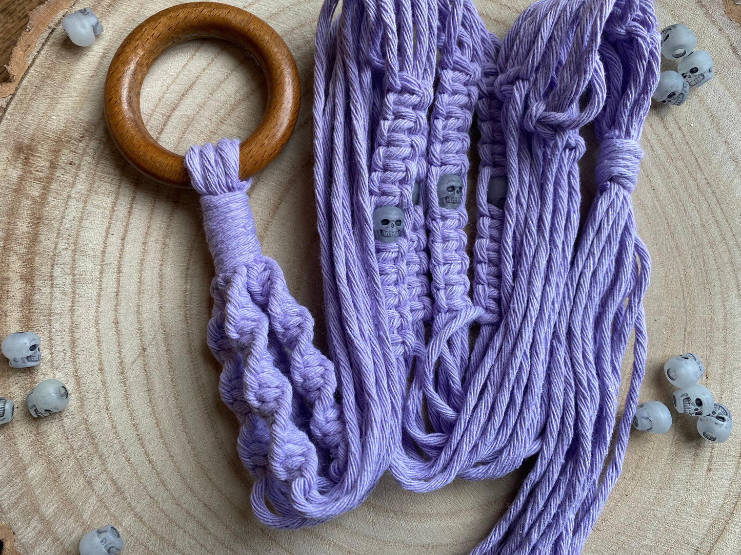 Skull Bead Macrame Plant Hanger