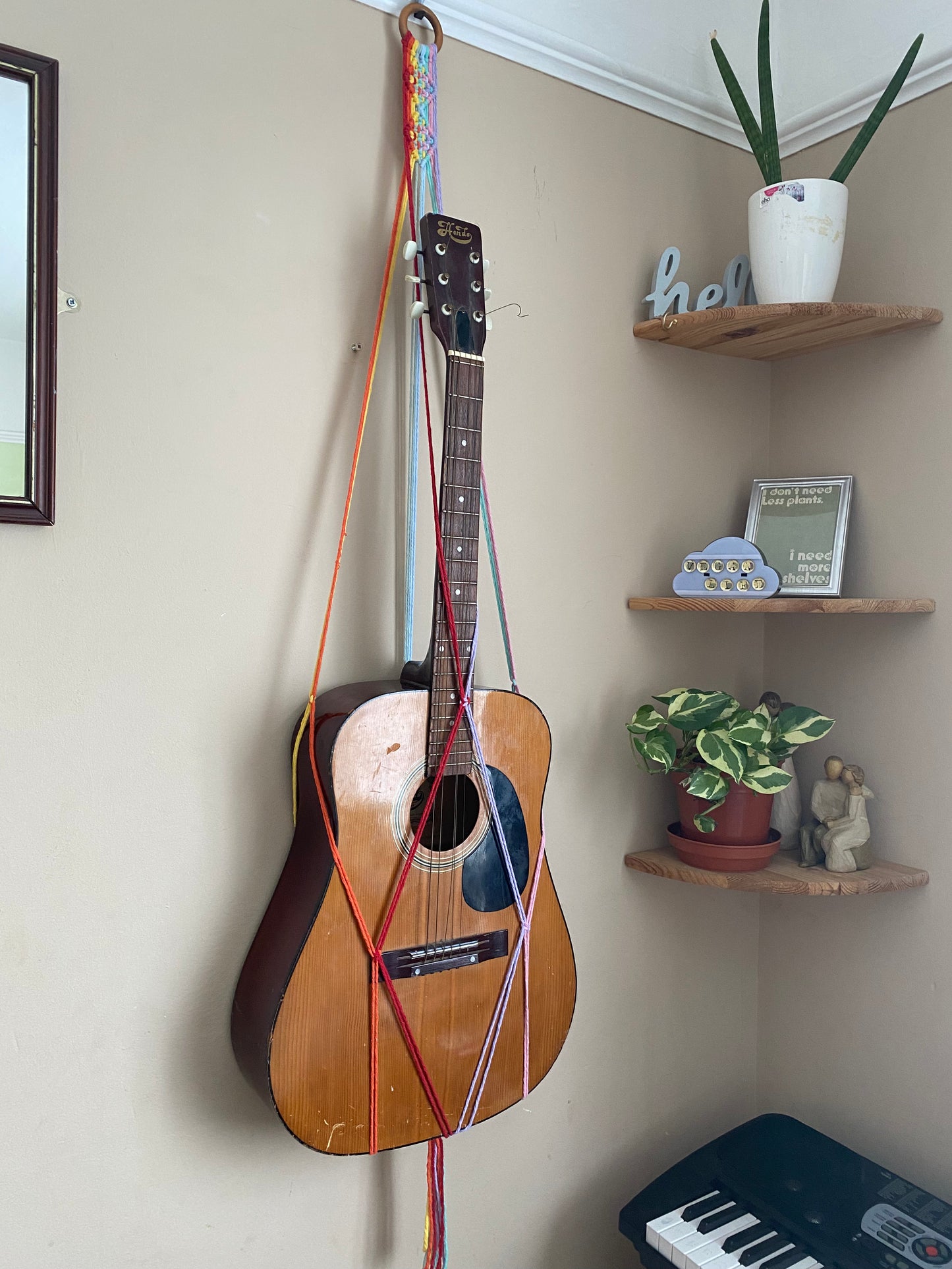 Macra-Made With Love acoustic guitar wall mount hanger rainbow