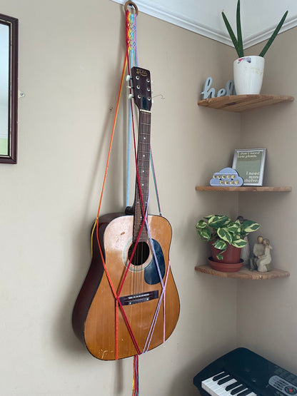 Macra-Made With Love acoustic guitar wall mount hanger rainbow