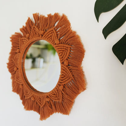 Macra-Made With Love mandala wall mirror terracotta soft focus