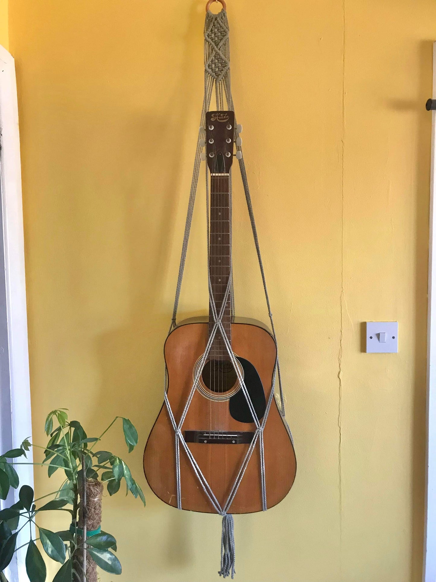 Macra-Made With Love acoustic guitar wall mount hanger sage