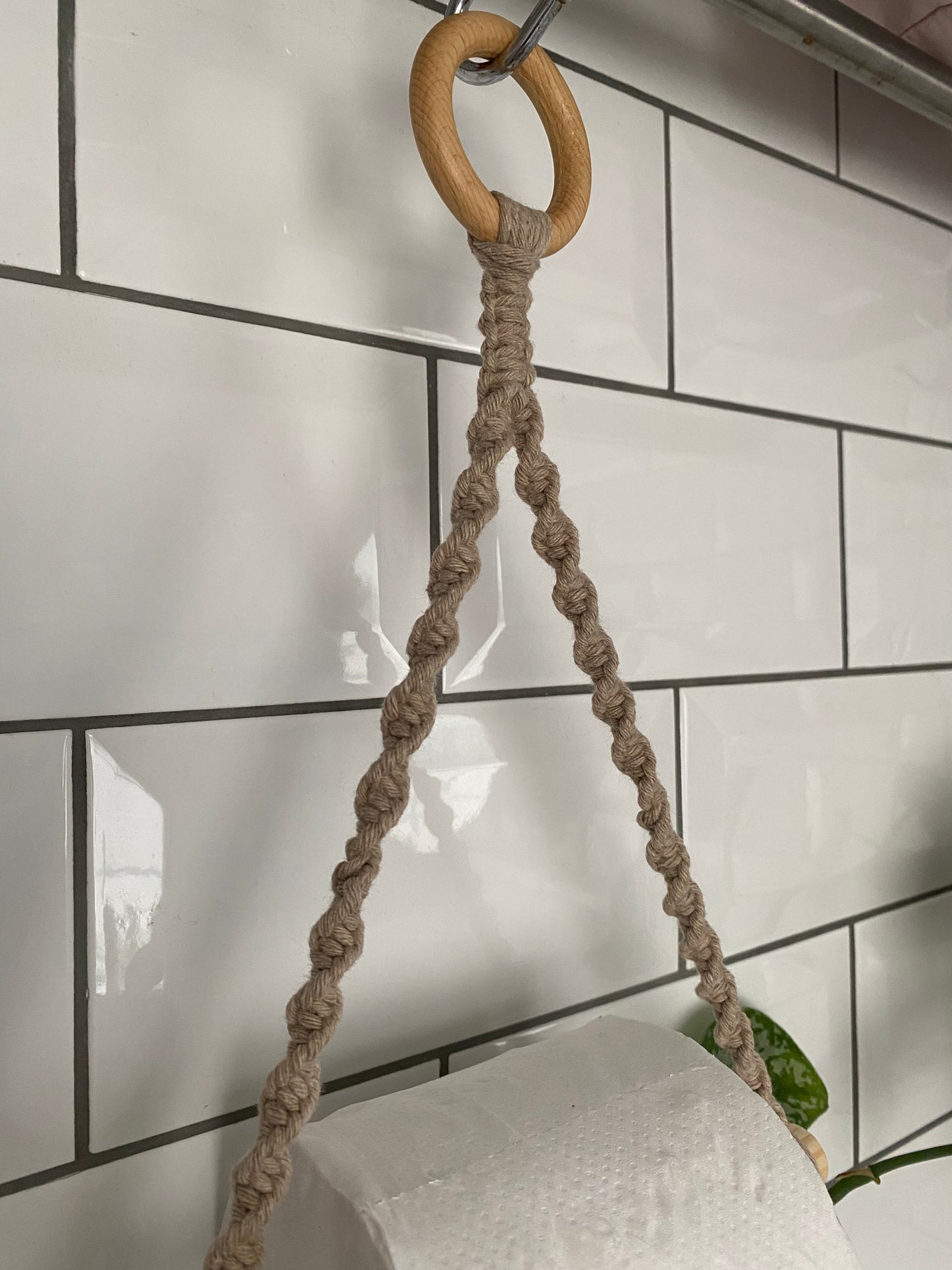 Bathroom decor toilet roll holder taupe ring close