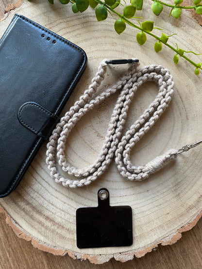 Macra-Made With Love phone holder lanyard taupe flat 