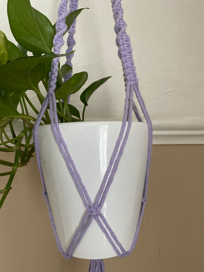 Macra-Made With Love short colourful macrame plant hanger lilac bottom