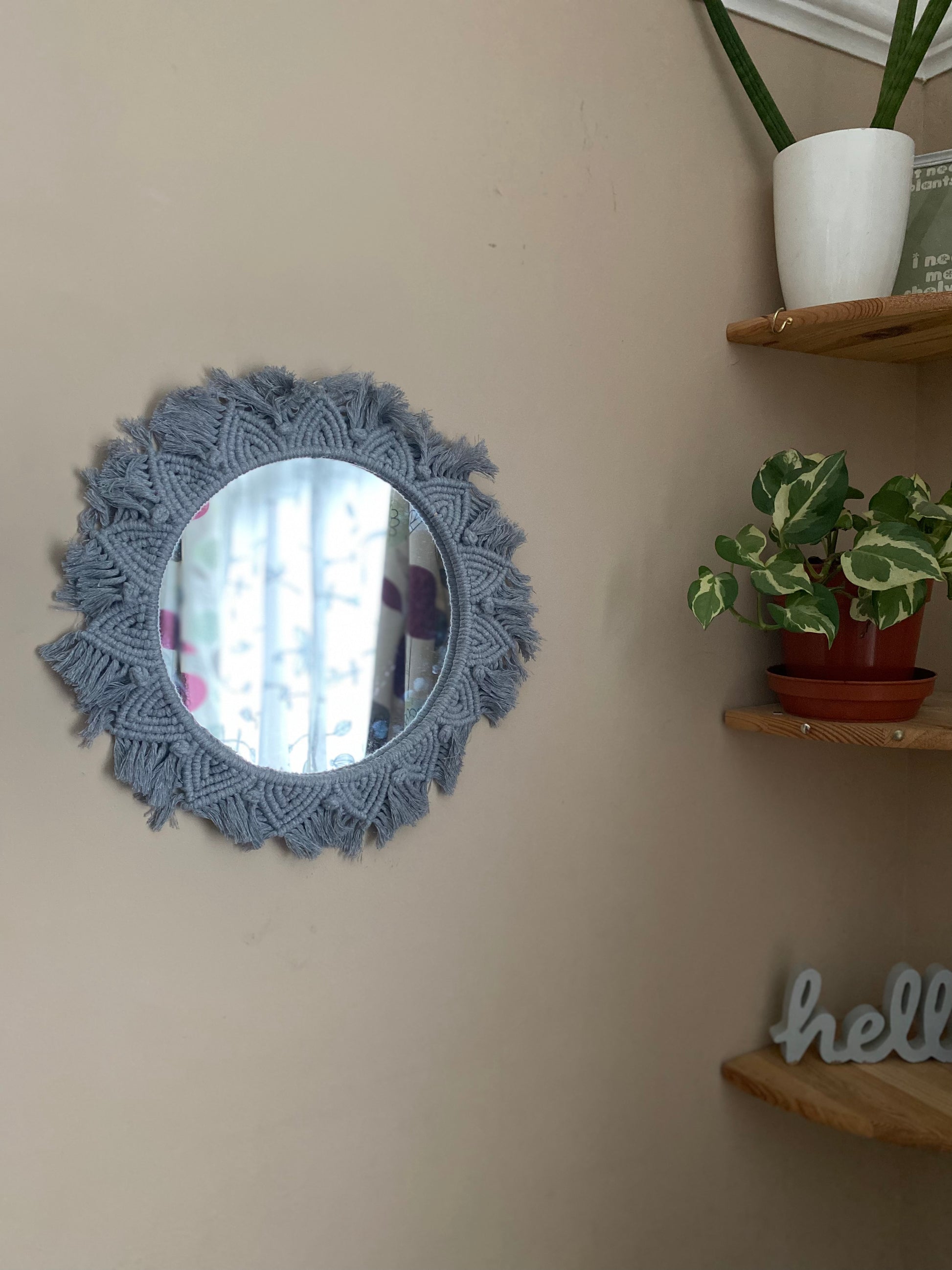 Macra-Made With Love mandala wall mirror grey zoomed out