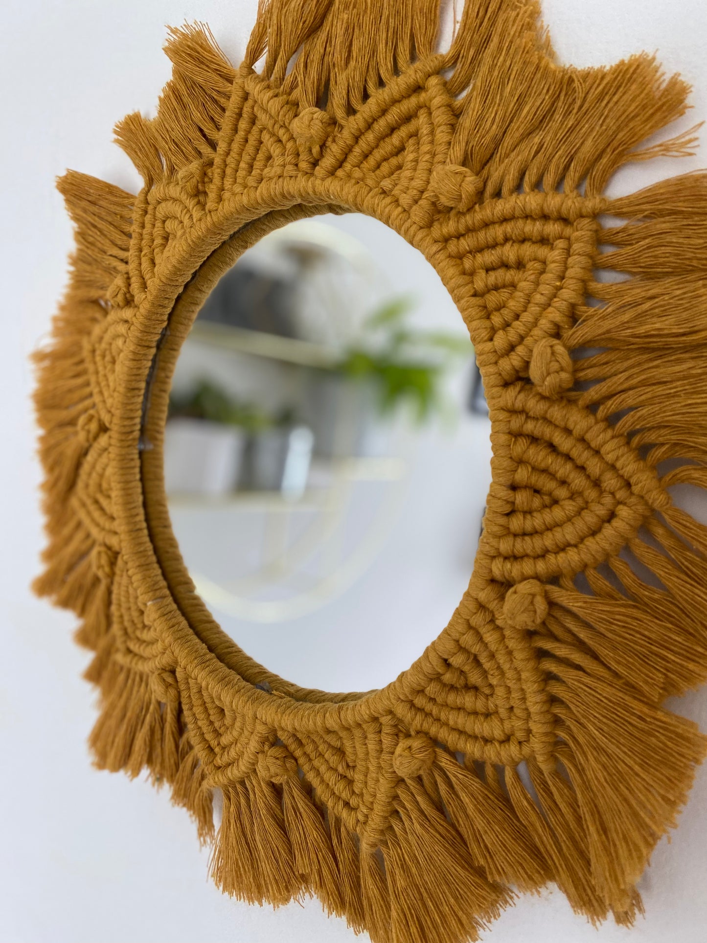 Macra-Made With Love mandala wall mirror mustard zoom right