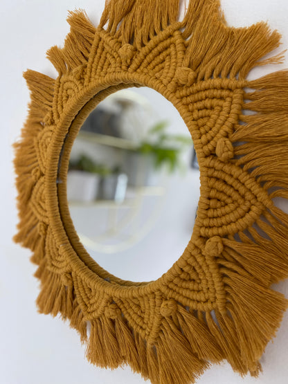 Macra-Made With Love mandala wall mirror mustard zoom right