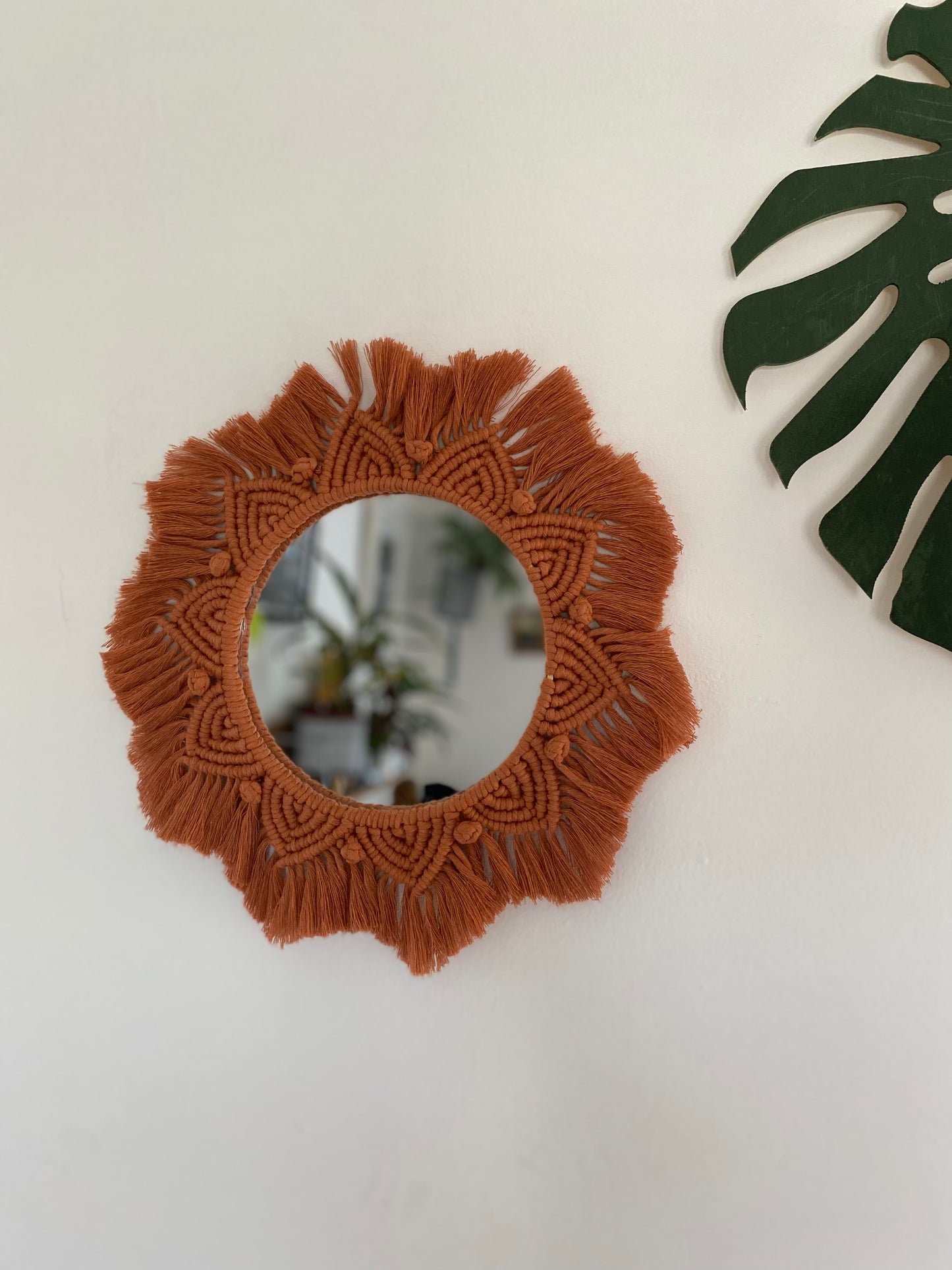 Macra-Made With Love mandala wall mirror terracotta hanging