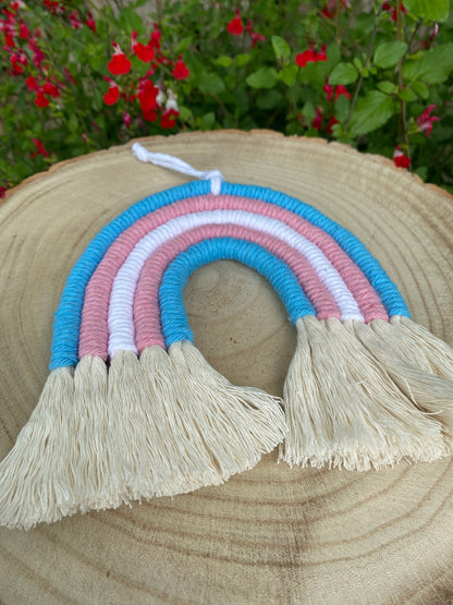 Trans rainbow macrame flat fringe