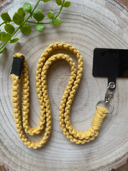 Macra-Made With Love phone holder lanyard mustard flat