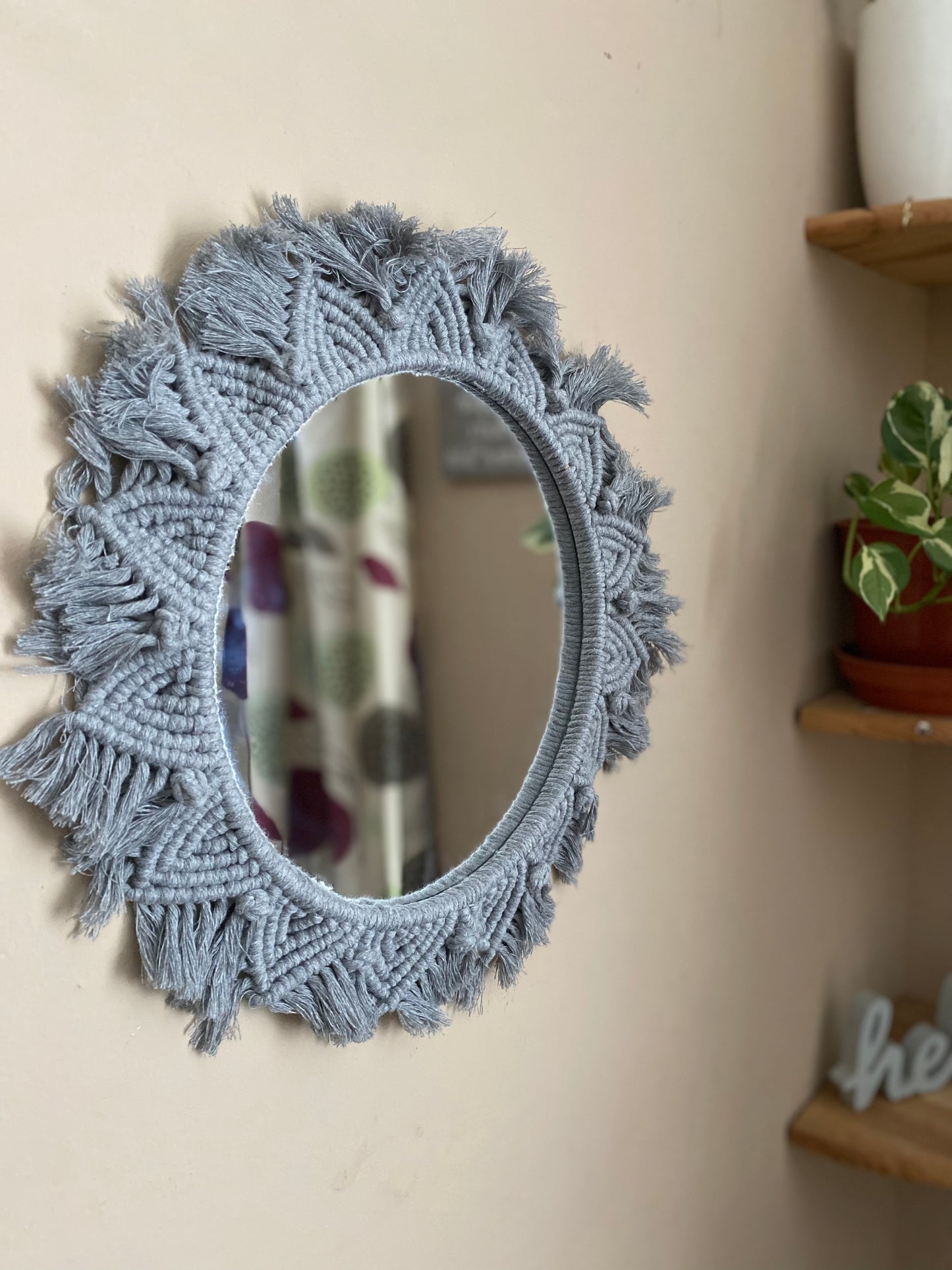 Macra-Made With Love mandala wall mirror grey left focus