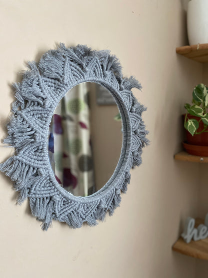 Macra-Made With Love mandala wall mirror grey left focus