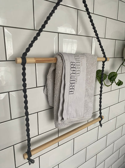 Bathroom decor towel rail grey side towel