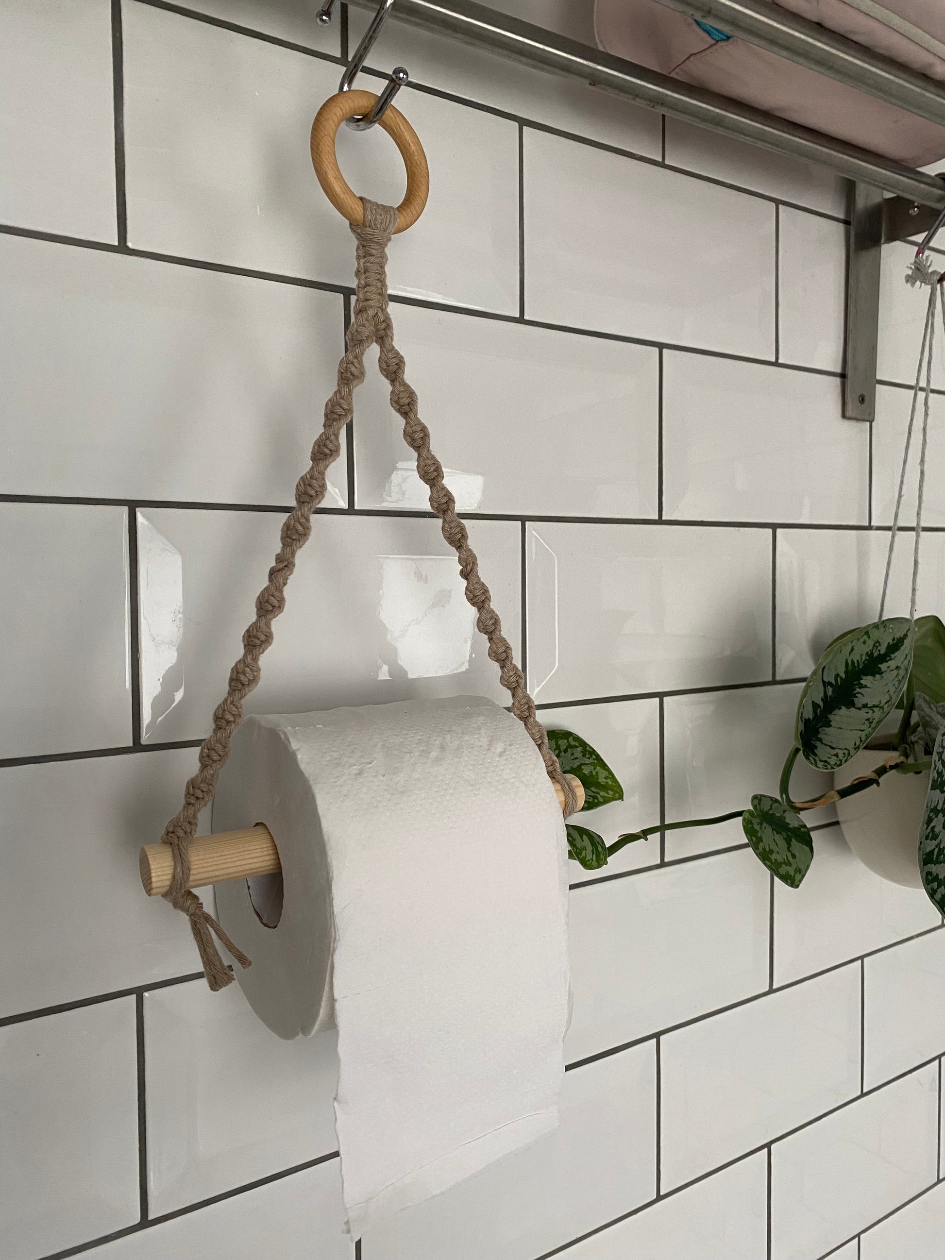 Bathroom decor toilet roll holder taupe detail