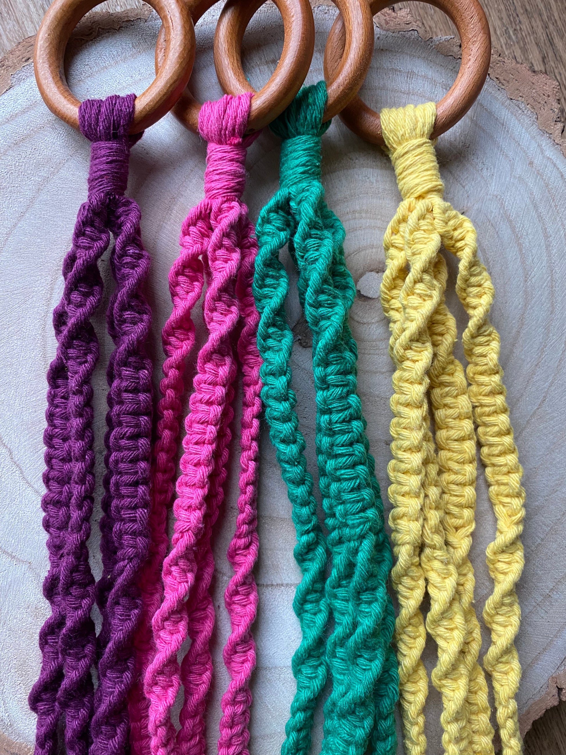 Macra-Made With Love short colourful macrame plant hanger all colours top detail