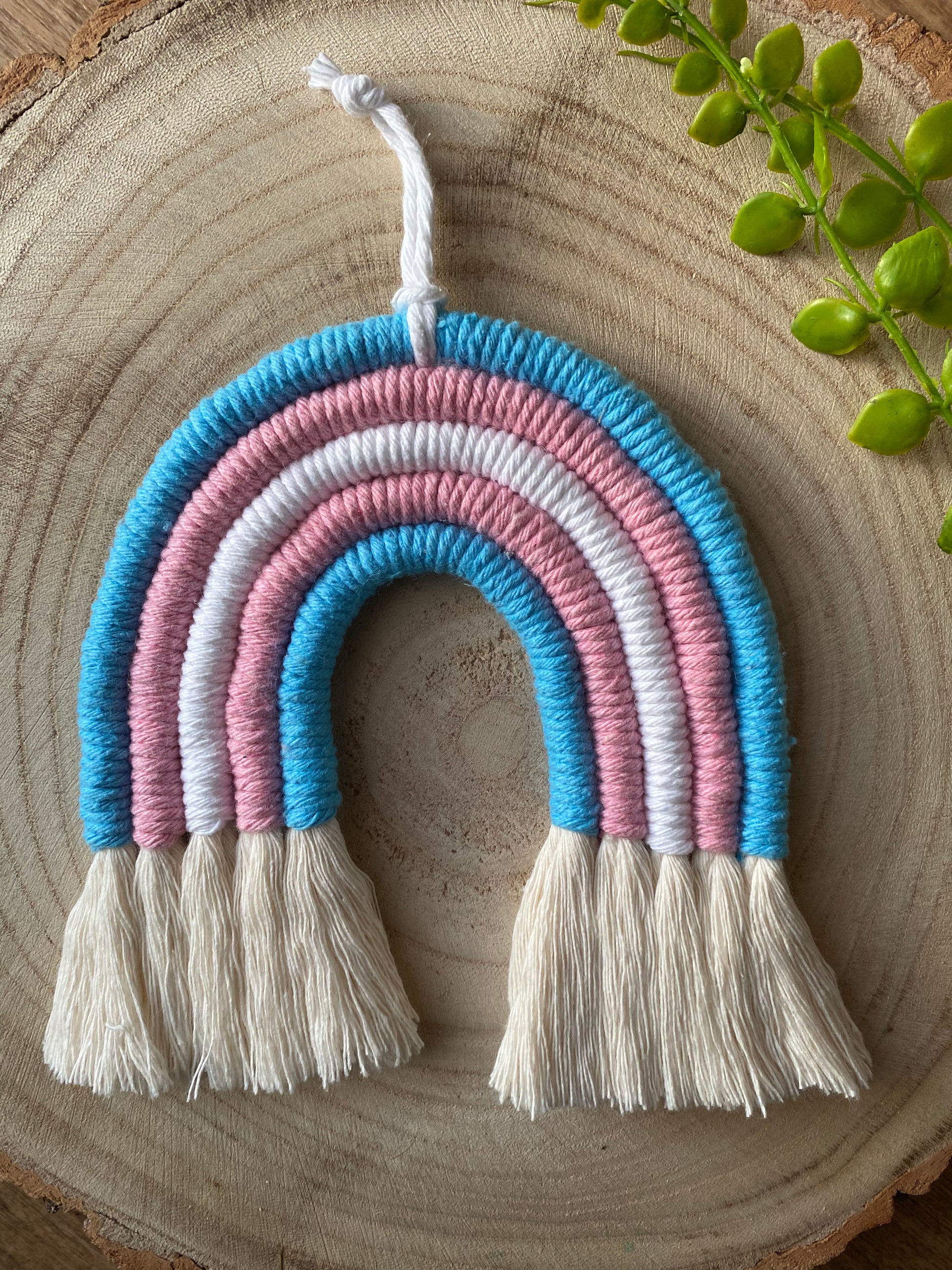 Trans rainbow macrame flat top