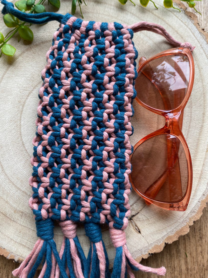 Macra-Made With Love soft glasses case blue & pink with sunglasses on the side